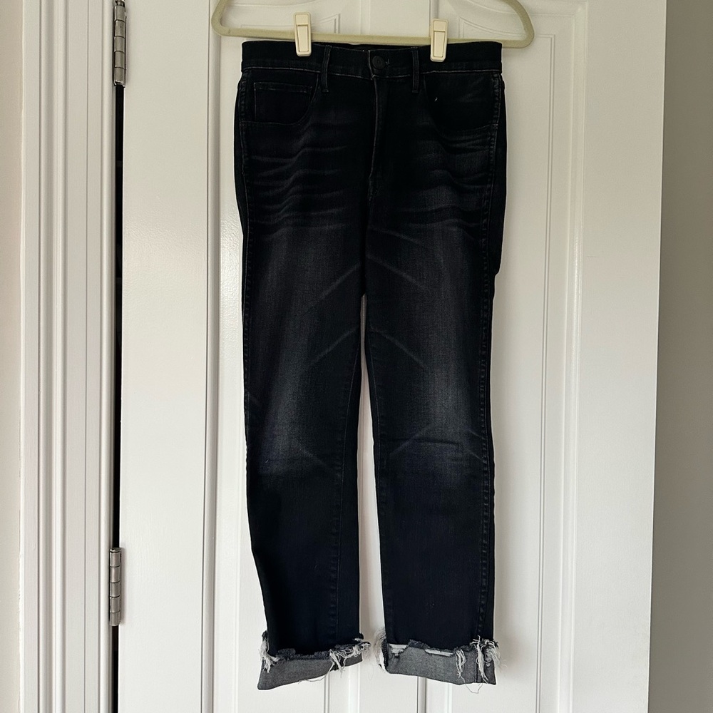 3x1 Black Distressed Crop Jeans